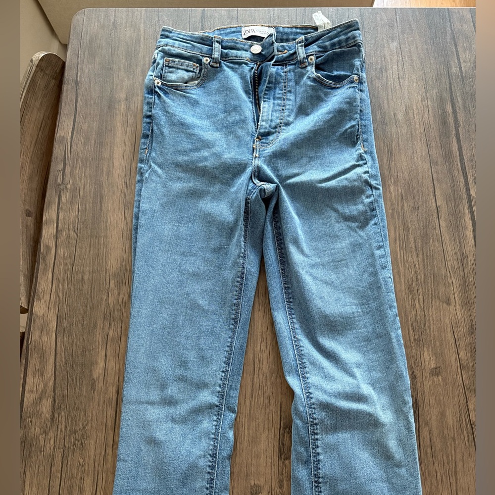 Zara Light Blue Denim Jeans with side slit